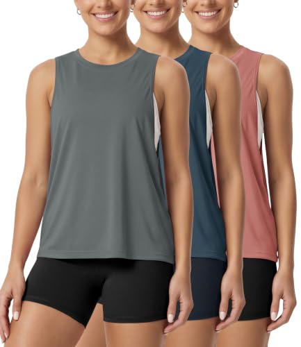 Image of ODODOS 3-Pack Loose Tank Tops for Women Sleeveless Gym Athletic Workout Tops Yoga Shirts