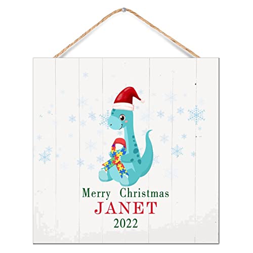 Décoration murale bois dinosaure violet Noël 30cm - 3