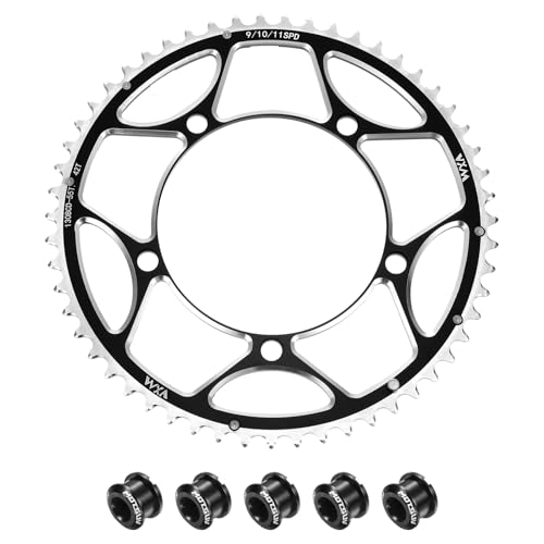 QUARKZMAN Juego De Plato De Bicicleta 130BCD 55T Redondo Estrecho Ancho Plato Simple De Aluminio con 5 Tornillos Dobles Redondos para Bicicleta De Carretera Y Cadenas De 9/10/11 Velocidades