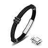 Leather Bracelet for Men with Adjustable Stainless Steel Magnetic Clasp Multi-Layer Braided Mens Leather Bracelet
