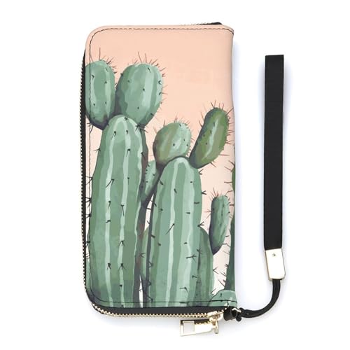 Porte-cartes de crédit cuir femme long mince vert aquarelle anti-RFID