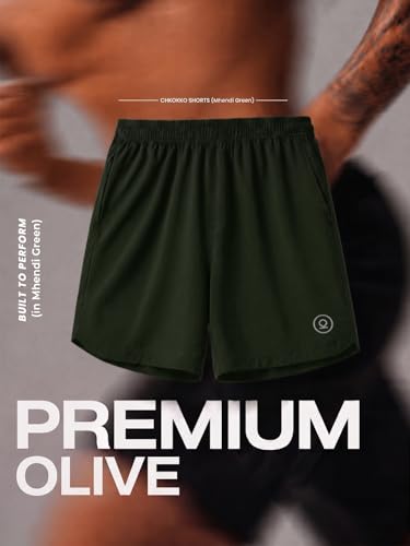 Image of CHKOKKO Shorts for Men Stylish Gym Workout Running Shorts Sports Cycling Summer Wear Dry Fit Side and Back Pockets Activewear Comfortable Training Shorts Pant for Man