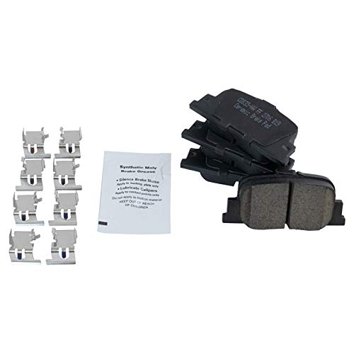 Image of TRQ Rear Brake Pad and Rotor Set Ceramic Rotors Parking Shoe Compatible with 2005-2010 Scion tC