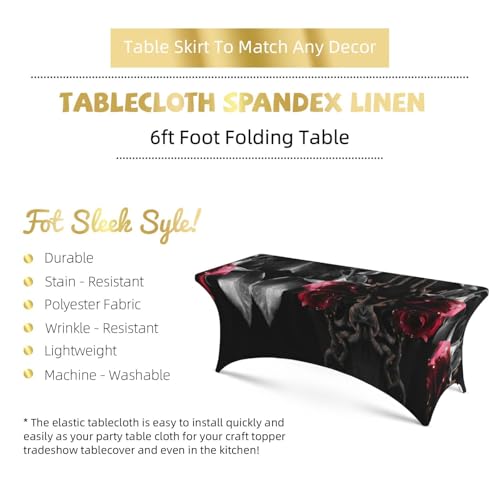 Nappe élasthanne roses noires textile gothique chic 1,8 m
