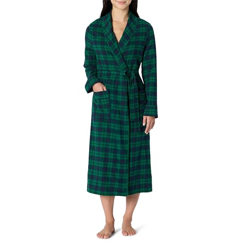 Amazon Essentials Women's Matching Holiday Family Pajama Sets, Dark Emerald Green Navy Plaid, Small