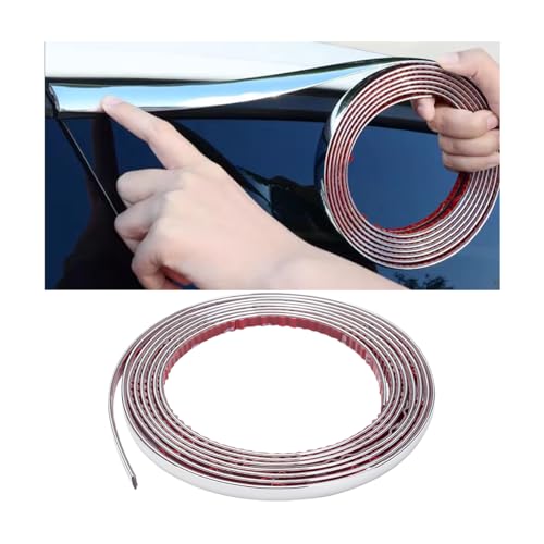 KHGUZ Moldura cromada para automóvil, 16 pies y 1/2 pulgadas, a prueba de arañazos, tira lateral de carrocería del vehículo, recorte de protección decorativa para interior y exterior, universal para