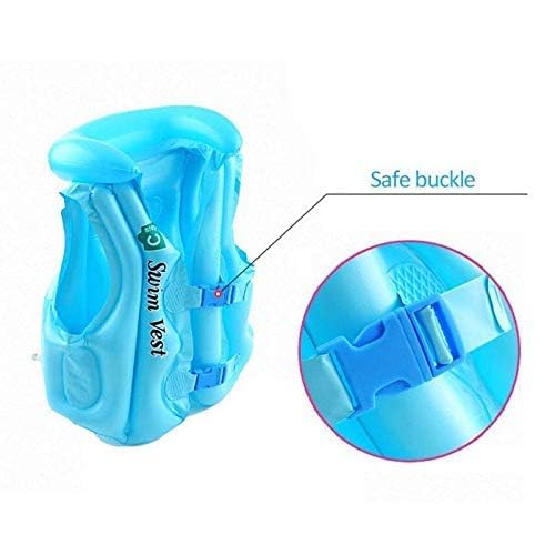 Image of Kids Inflatable Swim Vest 2-8 Years for Boys & Girls | Adjustable Swimming Jacket with Safety Buckles | Lightweight Pool Training Float Jacket for Children (Blue, Middium)