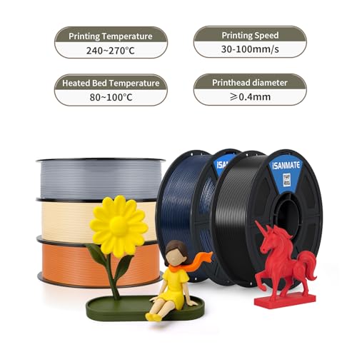 Image of iSANMATE ASA 3D Printer Filament Bundle 12KG, UV & Weather Resistant ASA Filament Perfect for Outdoor Functional Parts, Dimensional Accuracy + /- 0.02mm, 1kgX12 Spool