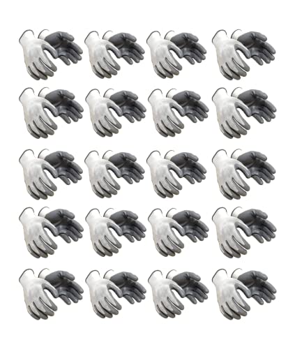 Image of Ripstop Work Gloves with Reinforced Fingertips, Heavy Duty (Pack of 20 Pairs, Grey (Nitrile Coated))