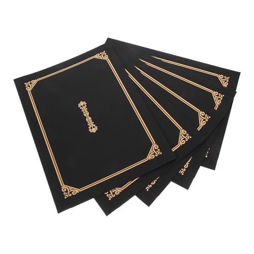 Toddmomy 5pièces Lot de Porte-certificats Papier Noir avec Dorure Couverture de Protection Élégante pour Diplômes Documents et Photos Cadre Pratique pour Présentation et Conservation