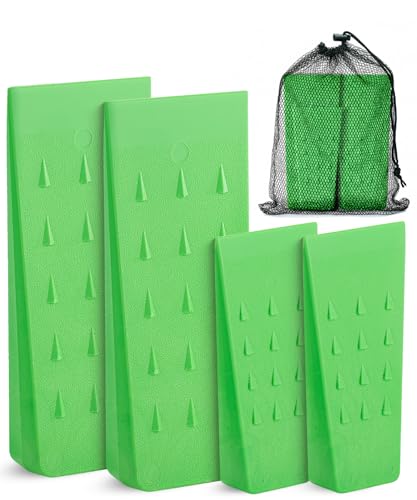 Image of UNCO- Tree Felling Wedges with Spikes, 4 pcs, 5.5 inch and 8 inch, Green, Plastic Wedges for Tree Cutting, Logging Tools and Equipment