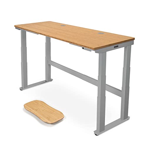 UPLIFT DESK Bamboo (72 x 30 inch) Electric Standing Desk V2-Commercial (Gray) 4-Leg Adjustable Stand Up Desk, Advanced Keypad, Wire Grommets, Wire Management Tray, Bamboo Rocker-X Board