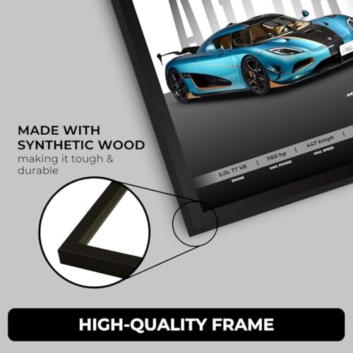 Image of Koenigsegg Agera RSR Poster | Framed Koenigsegg A4 Sized (31 x 23 cm) | Car Poster for Wall, Gift for Boys, Hypercar Frames | Jesko Car Posters for Wall, Bedroom, Hostel, Study Area, Hostel (F 162)