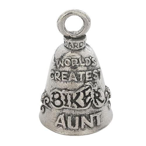 Image of Guardian Bell Worlds Greatest Biker Aunt Good Luck Bell w /Keyring & Black Velvet Gift Bag | Motorcycle Bell | Lead-Free Pewter | Good Luck Gift to Friends & Family | Bike Bell | Made in USA
