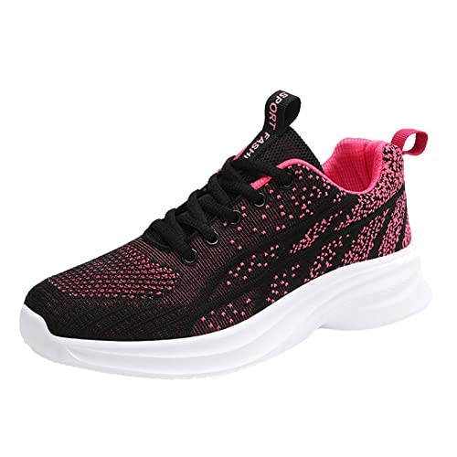 Zapatillas de gimnasia para mujer con suela de malla transpirable y de encaje suave, hot pink, 38 EU