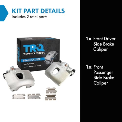 Image of TRQ Front Brake Caliper Set 2 Piece Driver and Passenger Side Hardware for 1994-2003 Ford Bronco F-150 E-150 Econoline E-150 Econoline Club Wagon