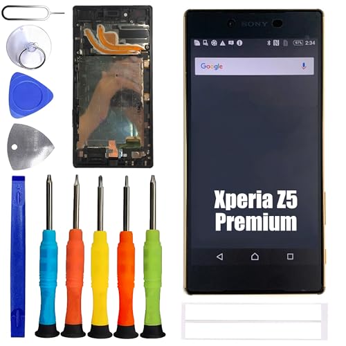 ERYNK LCD Display [with Frame] [with Fingerprint Function Compatible with Sony Xperia Z5 Premium [5.5 inch] Screen Touch Digitizer Assembly LCD Display with Repair kit