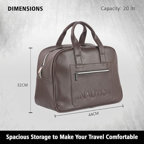 Image of Nautica 20L Compact, Stylish & Comfortable Hand Duffel Bag: Perfect for Travel and Everyday Adventures | for Men and Women | Brown