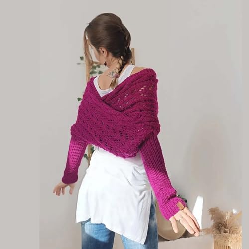 Hand Knitted Scarf with Sleeves for Women, Women's Knitted Double Sleeve Scarf, Scarf with Sleeves for Women4