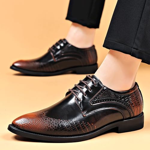 Mens Formal Dress Shoes for Men, Round Toe Lace-up Casual Leather Derby Shoes Wedding Work Office2