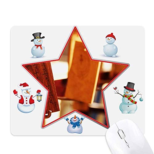 Tapis de souris style chinois avec base en caoutchouc et motif bonhomme de neige étoilé