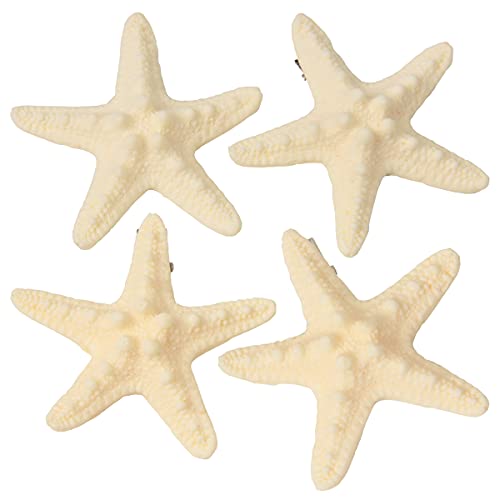 wexpw Artificial Starfish Hair Clips, 4 Pack Resin Starfish Beach Hairpins Sea Star Hairpins Mermaid Hair Barrettes Girl Lady Beach Starfish Hairpin Hair Clips Mermaid Headpiece Accessories, 6cm
