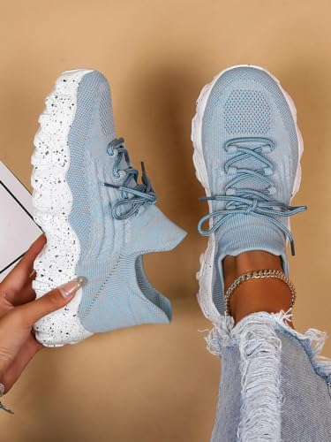 Shoes Women, Women's Fashionable Lace-up Low Top Slip on Sneakers, Casual Comfortable Ankle Socks Shoes2