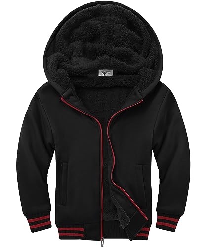 Image of SWISSWELL Unisex Boys Girls Fleece Hoodie Sherpa Lined Jacket Zip Up Hooded Sweatshirt Winter Outerwear for Kids