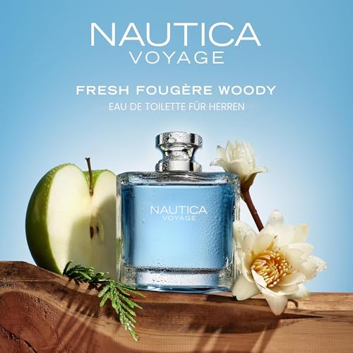 Nautica Voyage Eau de Toilette 100 ml, Noten von Apfel, Zeder und Mimose, Herrenduft, langanhaltend, ein Duft für jeden Tag