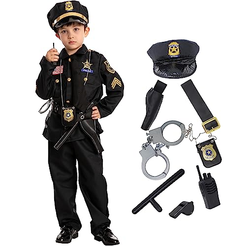 Spooktacular Creations Police Costume for Kids, Cop Costume Outfit Set for Halloween Role-playing, Carnival Cosplay, Themed Parties (Medium (8-10 yr))
