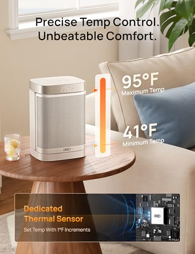 Image of DREO Atom One Space Heater with Remote, 70Oscillating Electric Heaters with Digital Thermostat, 1500W PTC Ceramic Heater, 12h Timer, Quiet Safety Heating, Portable Heater for Home Office