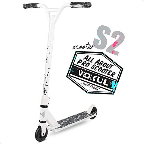 VOKUL Pro Scooters - Beginner Stunt Scooter | Trick Scooter for Kids 6 Years and Up - Durable Freestlye Scooter for Boys and Grils(White)