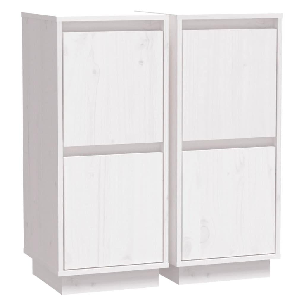 vidaXL 2X Buffets Armoires de Rangement Organisateurs de Maison Meubles de Rangement Armoires de Salon Blanc 31,5x34x75 cm Bois Massif de Pin