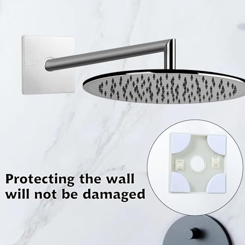 PEOVLVN 2 Pcs Plumbing Cover Plates, Square Shower Arm Flange Escutcheon Plate Wall Split Pipe Flange Cover Plate for Fixed Shower Head Faucet Standard 1/2 Inch Pipes (Silver)