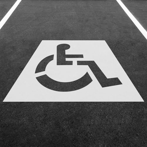 YRUWTTA 36 x 36 Handicap Parking Stencil Professional Reusable Silicone Parking Lot Stencil 1mm Thick Foldable Waterproof Disabled Symbol Stencil for Asphalt Concrete & Pavement