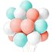 Assorted Mint Green, Coral and White Latex Balloons (30 Count)