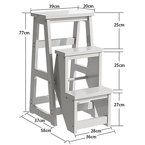 Taburete escalera de madera interior y silla plegable con 2 escalones de pedal ancho 8