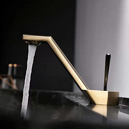 Mitigeur salle de bain noir et or pour robinet de lavabo eau chaude froide