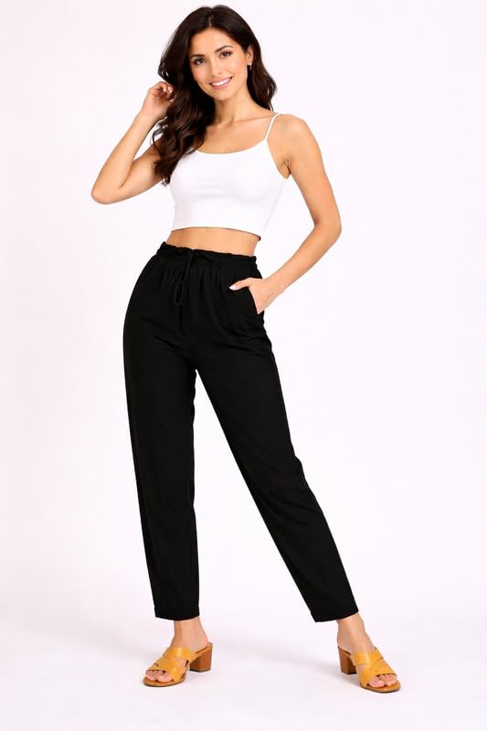 Women Girl's Pack of 1 Solid Colour Stylish Trouser Pants| Comfortable, Breathable, Lightweight-picture-26