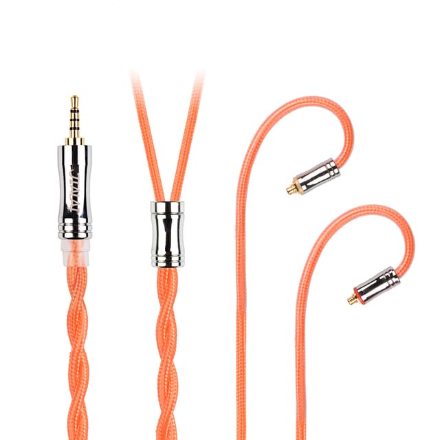 AEsmart - NiceHCK JIALAI JLH3 Silver Plated OCC+OCC Mixed HiFi Earphone Cable 3.5/2.5/4.4mm MMCX/QDC/0.78 2Pin For EDX Pro ZSN CRA ZERO (Orange 2.5mmMMCX)