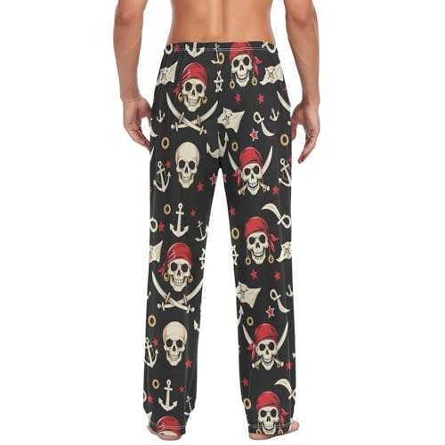 Pirate Rudder Anchor Pajama Pants Rope Skull Lounge Sleepwear PJs Men's Pajama Bottoms Casual Lightweight Sleep Pants S2