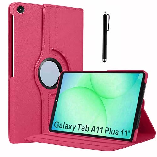 Image of ProElite Cover for Samsung Galaxy Tab A11 Plus 11 inch Case Cover, 360 Rotatable Smart Flip Case Cover for Galaxy Tab A11+ 11 inch Tablet with Stylus Pen, Hot Pink