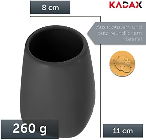 KADAX Ceramic Toothbrush Cup, Bathroom Mat Mug, Bathroom Cup, Toothbrush Holder for Bathroom, Toothbrush, Toothpaste, Storage, Bathroom Water Cup (Anthracite)