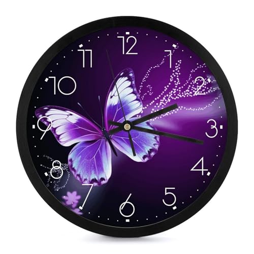 Horloge murale décorative haut de gamme papillon violet pour salon - 2