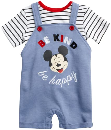 Image of Disney Baby Boys Shorts Set - 2 Piece Spiderman Mickey Mouse Cars Winnie the Pooh Shortall Romper Shirt Short Set (0-3M-24M)