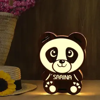 Love Craft Gifts Personalized Wooden Panda Lmp With Name | Valentines Special Panda LED Table Lamp | Cute Panda Lamp | Best Valentine Gift