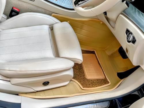Image of 10D Car Foot Mat for Tata Sierra EV | Beige | Premium Leatherette Imparts Luxurious & Elegant Look | Waterproof Dust Proof | Custom Fitted Car Floor Tray Mat