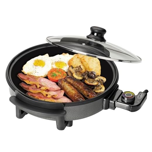 Quest 35410 30cm Multi-Function Electric Cooker Pan with Lid/Adjustable Thermostatic Control/Non-Stick Aluminium / 30 x 30cm Surface/Detachable Power Cable For Serving