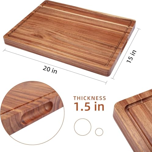 Tabla de cortar rectangular de madera Acacia 50.8x38.1x3.81 cm miniatura 2