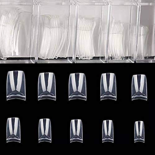 500PCS Fake Nails,False Nails Tips, Clear Acrylic Nail Tips, French Nail Tips,Clear Lady French Acrylic Style, 10 Multi-Sizes Fit for Nail Salons and DIY Nail Art